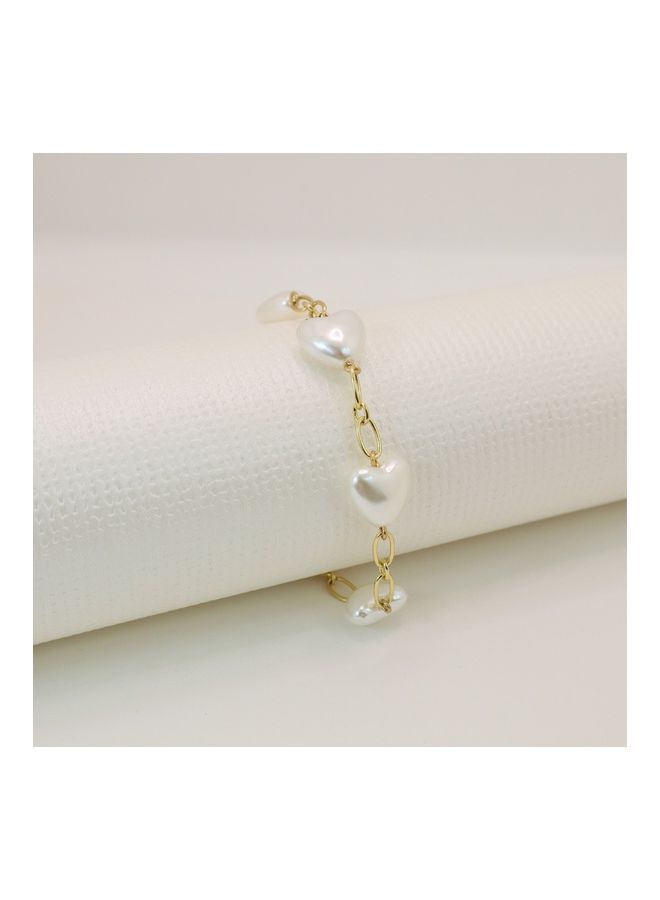 Pristine - Imitation Pearl Peach Heart Bracelet