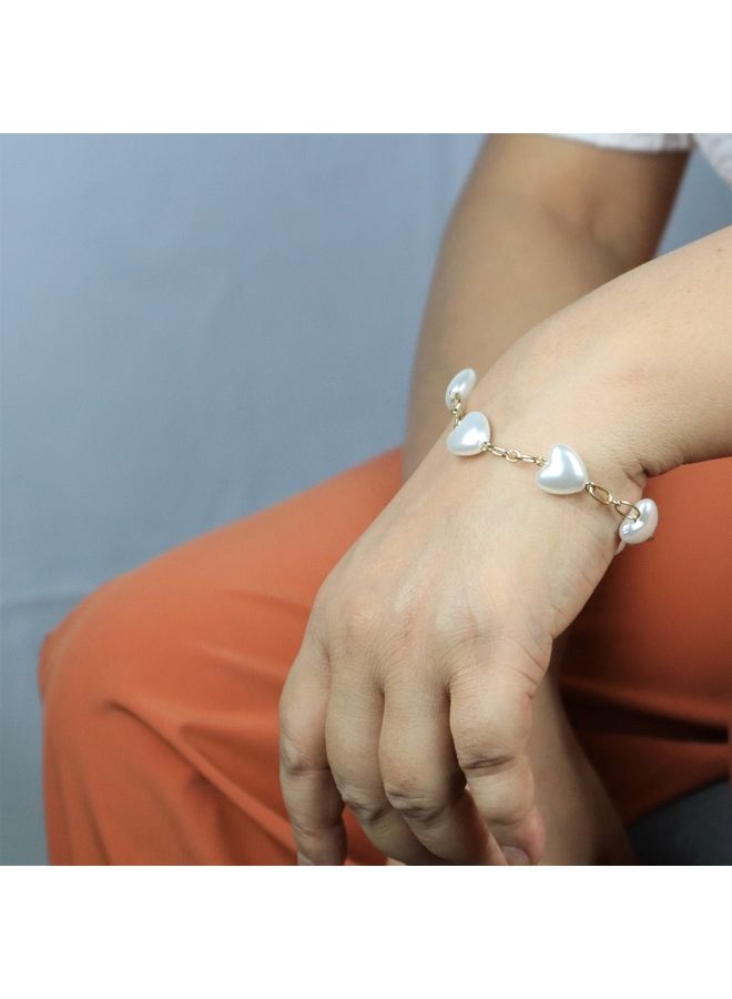 Pristine - Imitation Pearl Peach Heart Bracelet