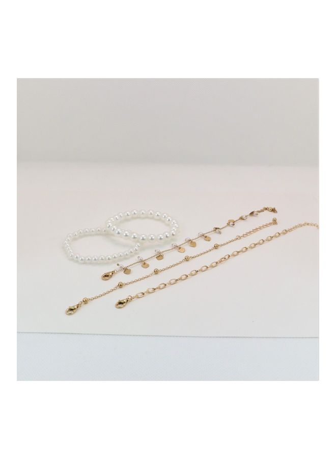 Pristine - 5-Piece Pearl Chain Leaf Tassel Bracelet Set - v1631011917/N50713894A_2