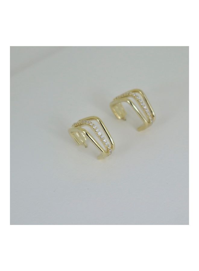 Insignia - Linea Zircon Inlaid Gold Plated Earring - v1631011917/N50713944A_3