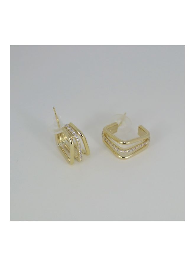 Insignia - Linea Zircon Inlaid Gold Plated Earring - v1631011917/N50713944A_4