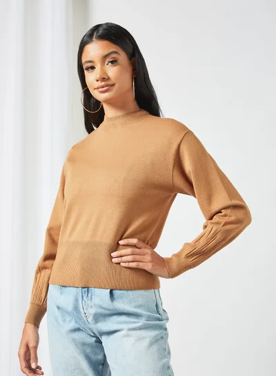 Y.A.S Long Sleeve Sweater Light Brown