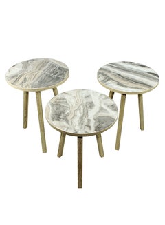 Living 3 Piece Coffee Table Set Grey 38x38x47cm  - Image 2