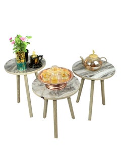 Living 3 Piece Coffee Table Set Grey 38x38x47cm  - Image 3