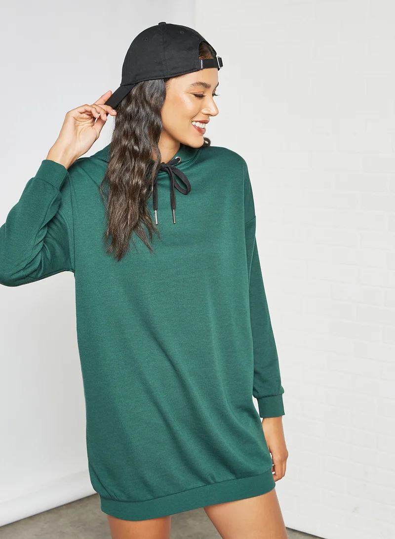 NOISY MAY Mini Hooded Dress Green
