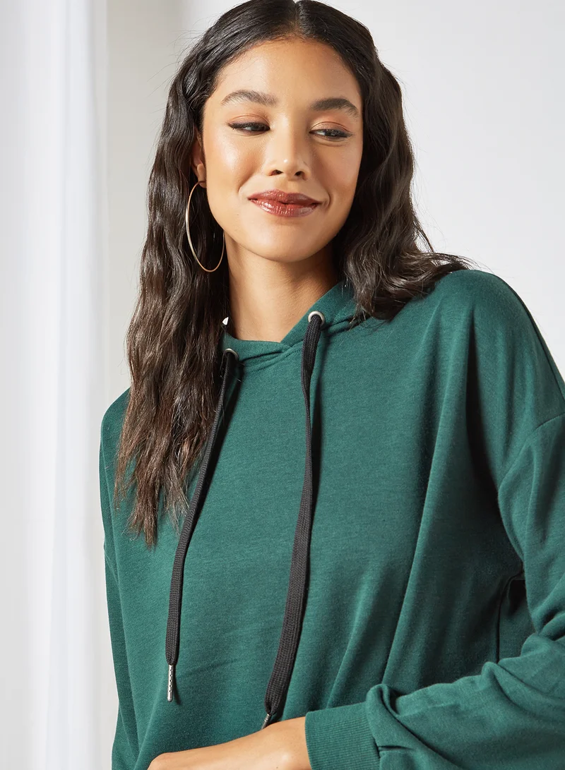 NOISY MAY Mini Hooded Dress Green