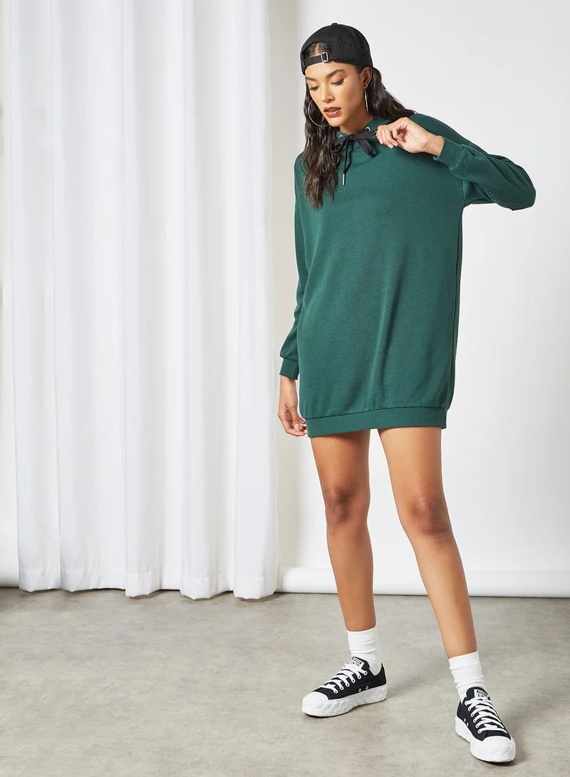 NOISY MAY Mini Hooded Dress Green