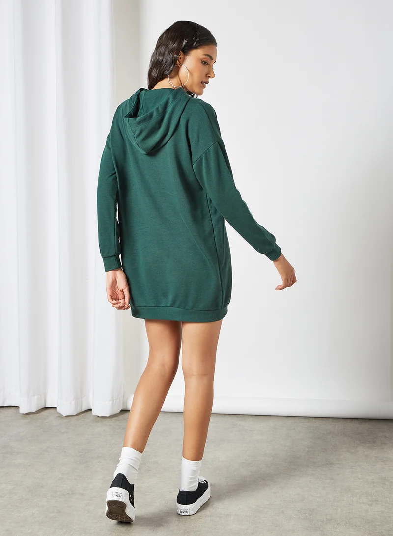 NOISY MAY Mini Hooded Dress Green
