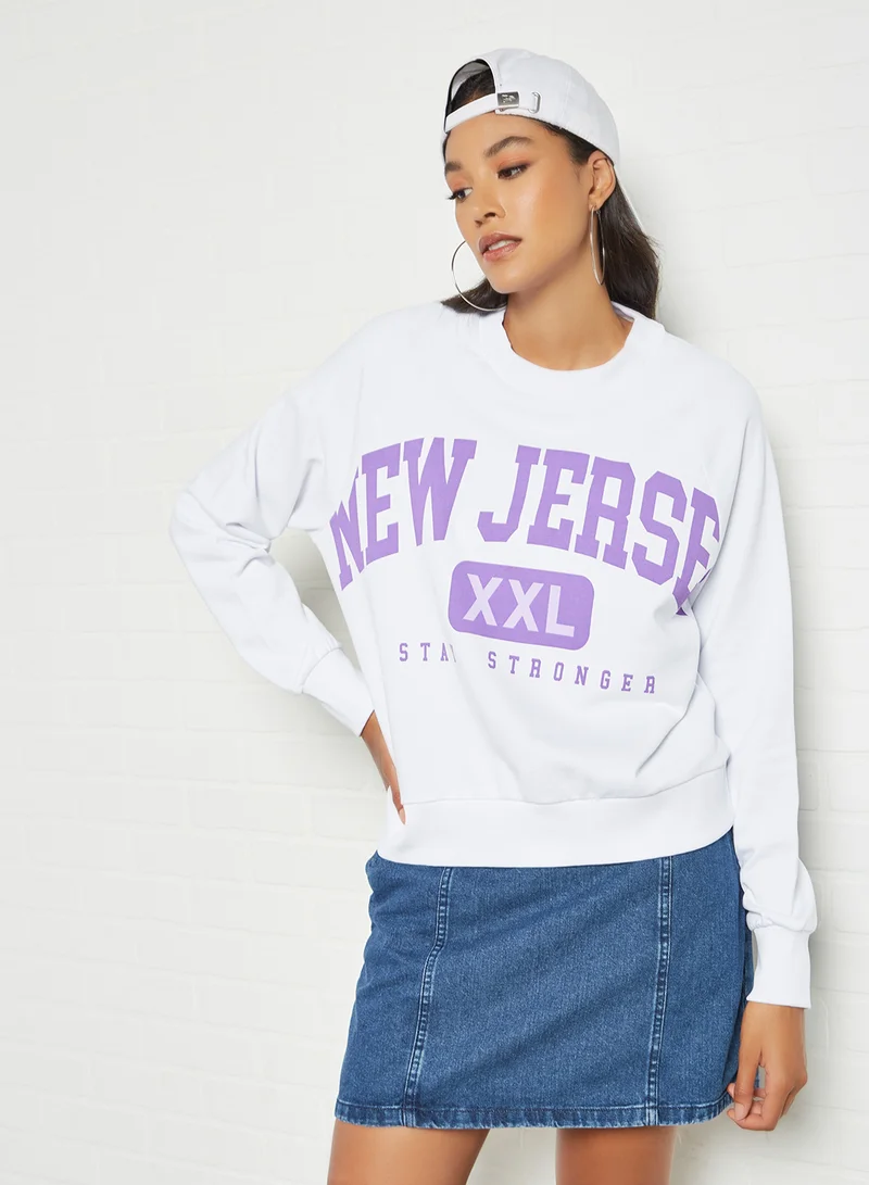 نويزي ماي سويت شيرت بطبعة جرافيك لعبارة "New Jersey"
