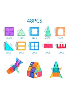 Arabest JZRtoys15 48-Piece Magnetic Building Blocks 48 3+ Years  - Image 2