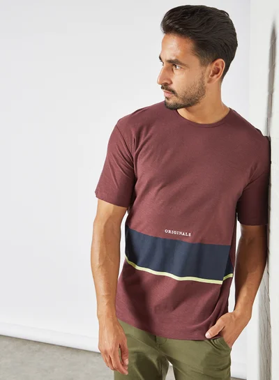 JACK & JONES Colourblock T-Shirt Brown