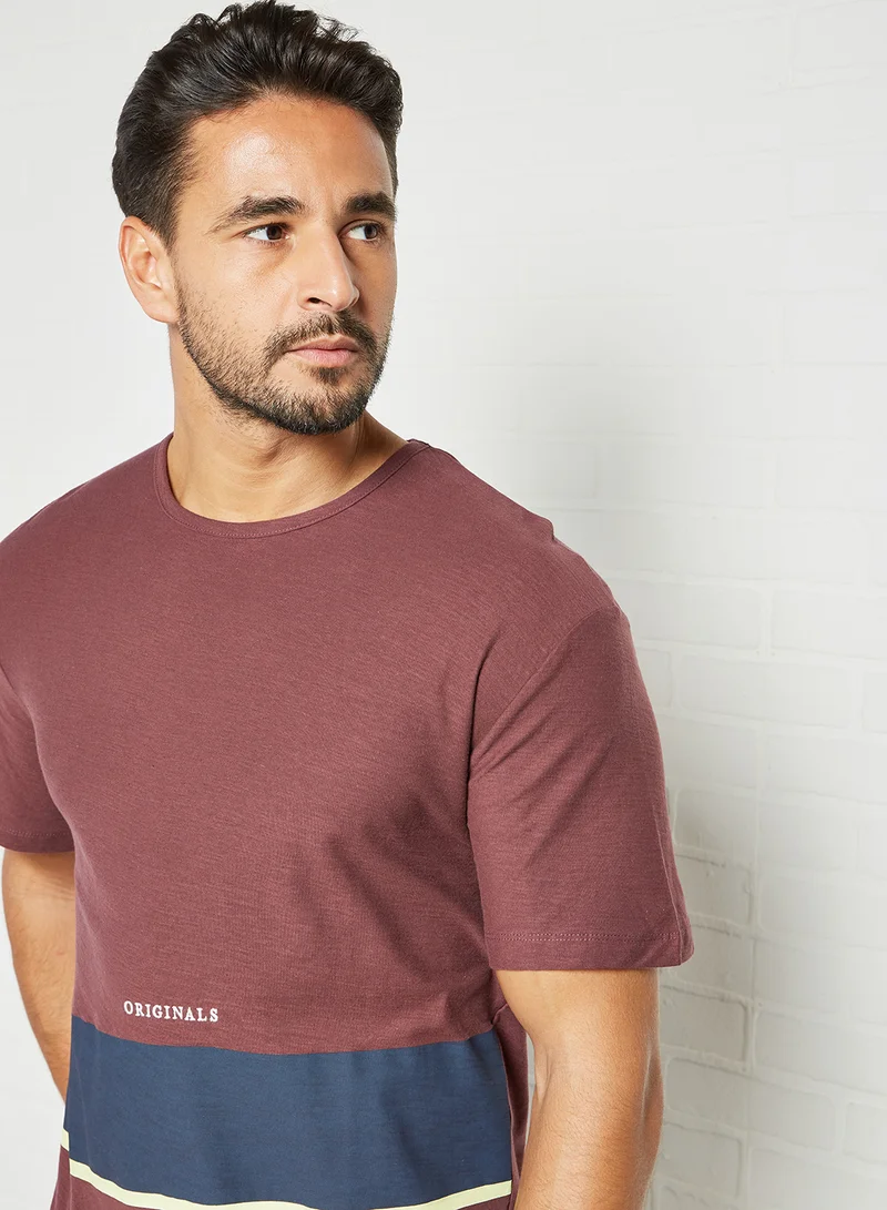 JACK & JONES Colourblock T-Shirt Brown