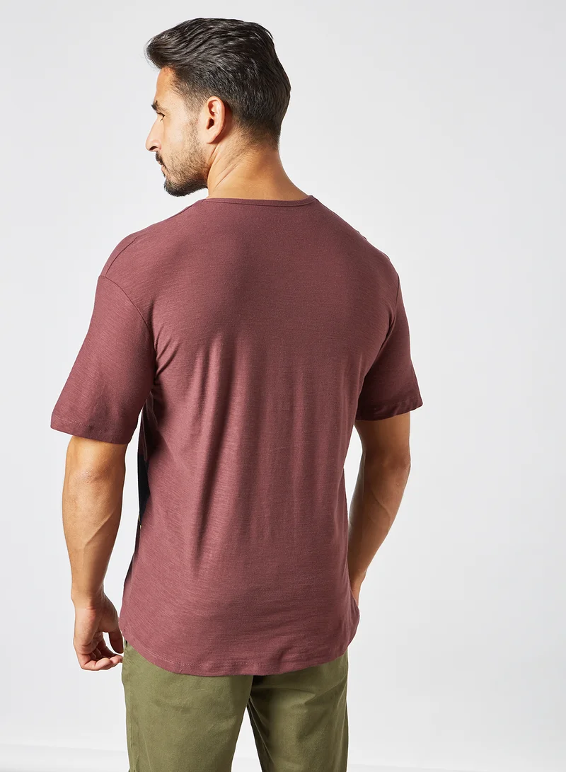 JACK & JONES Colourblock T-Shirt Brown