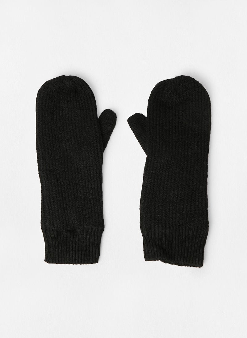 Ribbed Knit Mittens Black - v1631019886/N43774427V_1