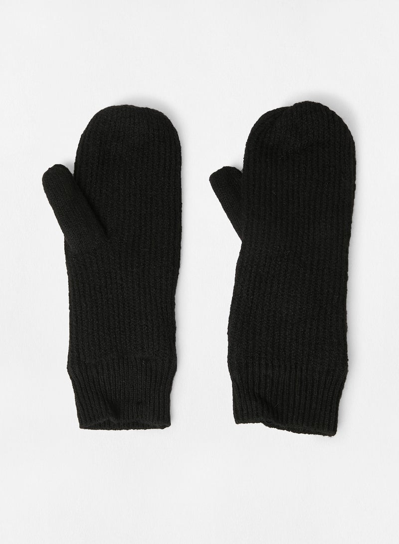 Ribbed Knit Mittens Black - v1631019886/N43774427V_2