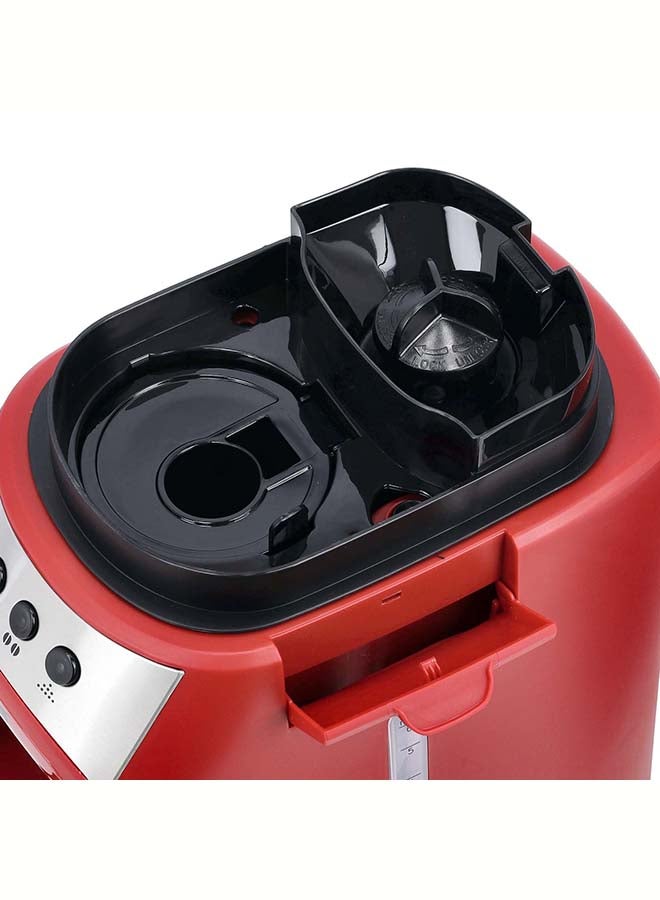 GEEPAS - Grinder & Drip Coffee Maker, 4 cups| Washable Filter | Non-Stick Coating Keep Warm Function | Filter Holder & Grinder | Water Level Gauge 0.6 L 600 W GCM41512 Red - Image 1
