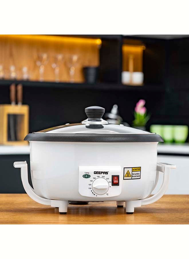 GEEPAS - Coffee Roaster, Automatic Coffee Roaster | Temperature Control | Toughened Glass Lid | Easy Handling Design | Control Switch for Easy Operating 800 W GCR63038 White - Image 1