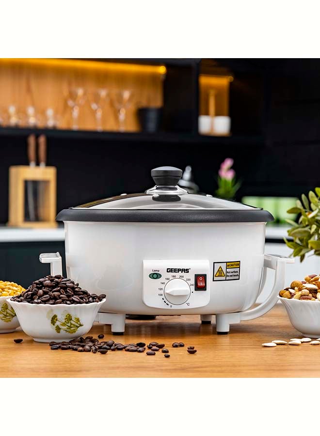 GEEPAS - Coffee Roaster, Automatic Coffee Roaster | Temperature Control | Toughened Glass Lid | Easy Handling Design | Control Switch for Easy Operating 800 W GCR63038 White - Image 1
