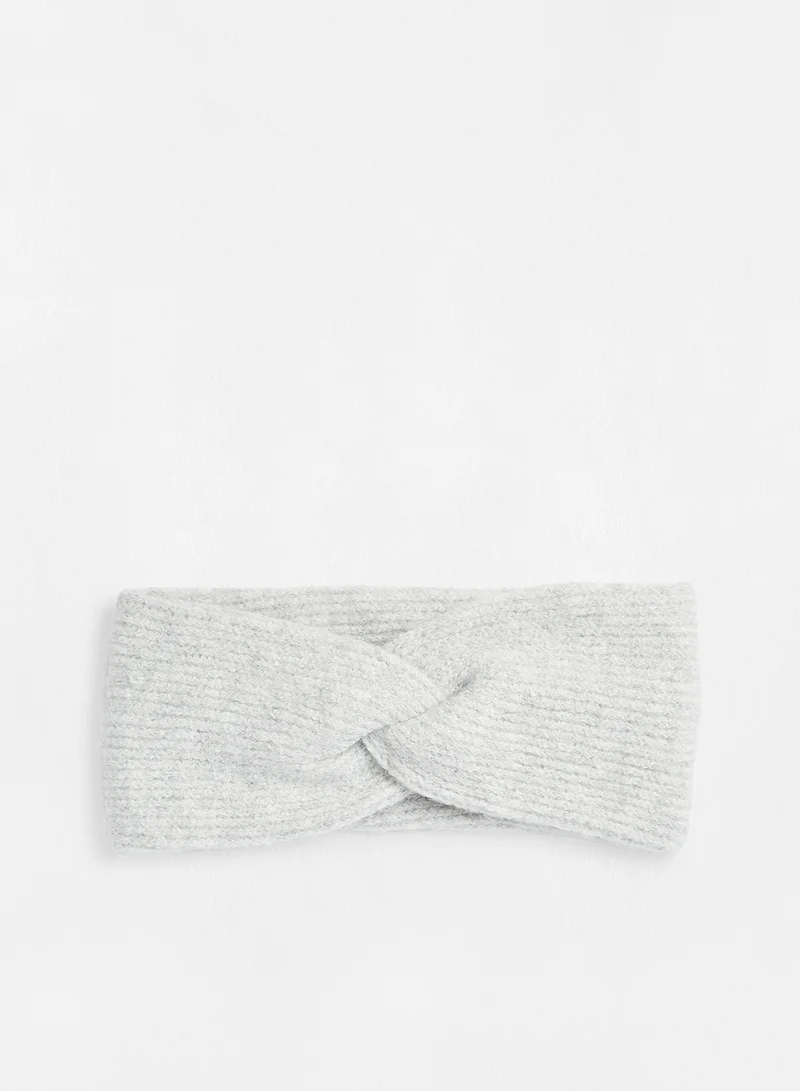 PIECES Knot Detailed Headband Light Grey Melange