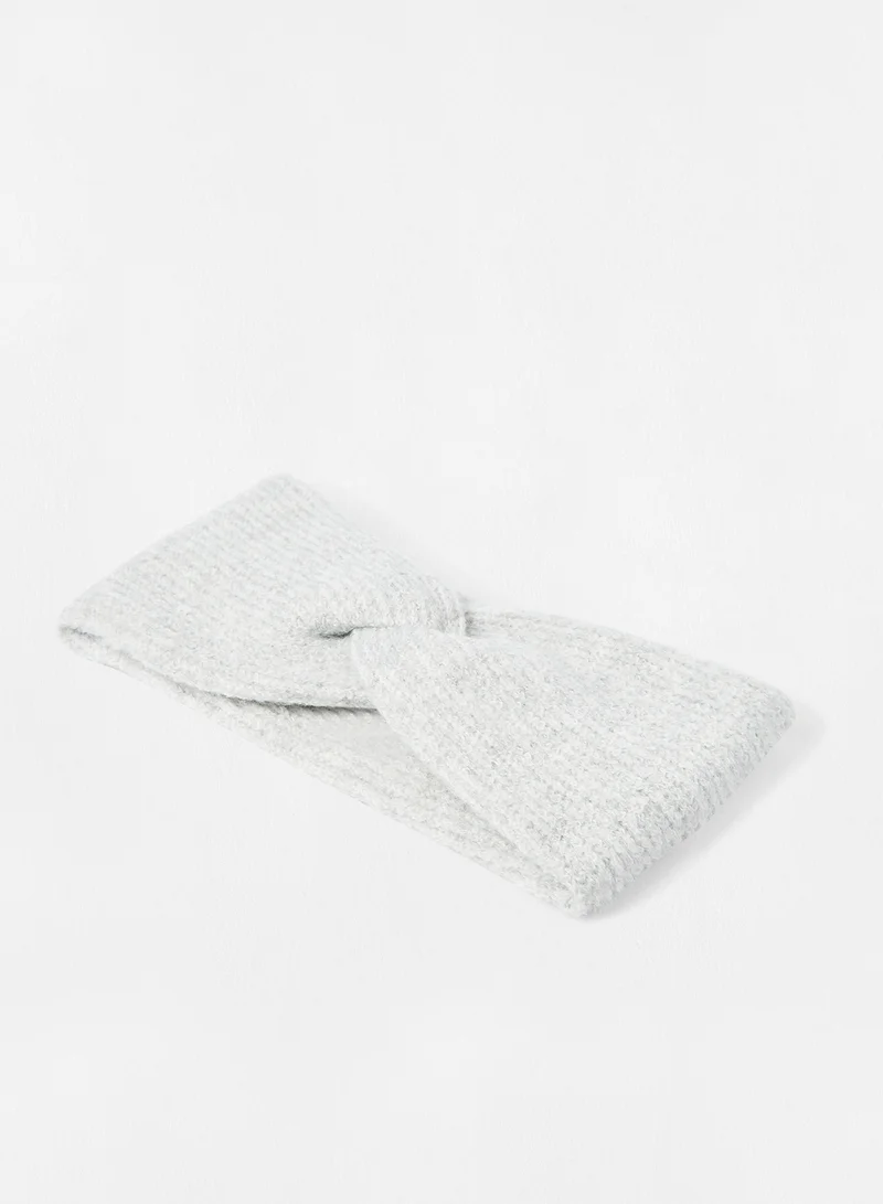 PIECES Knot Detailed Headband Light Grey Melange