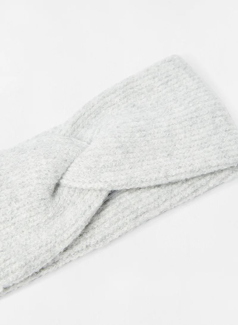 PIECES Knot Detailed Headband Light Grey Melange