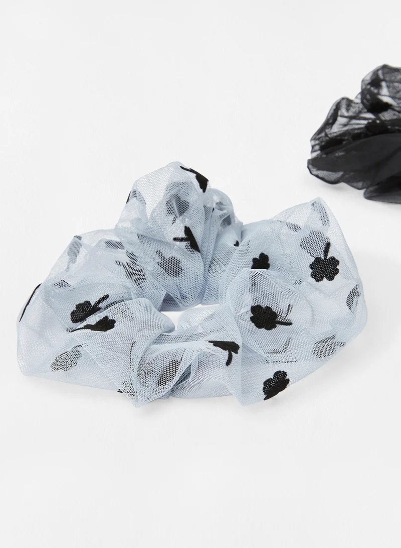 Little Pieces Clover Print Scrunchie (Pack of 2) Multicolour
