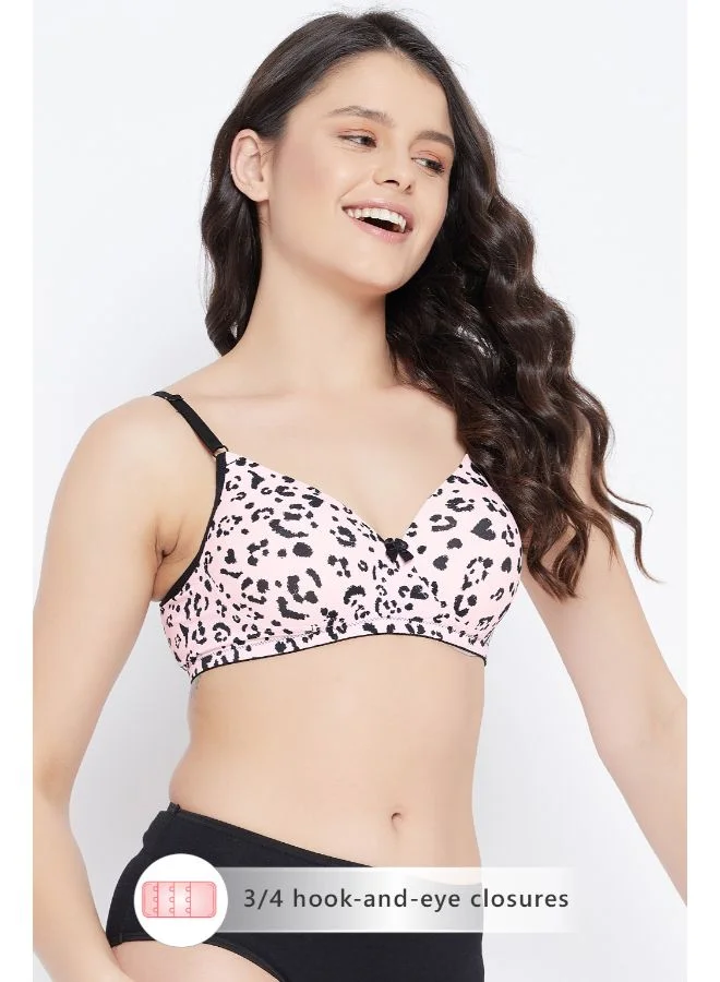 كلوفيا حمالة صدر تيشيرت مبطنة بدون أسلاك وبكوب كامل بطبعة جلد حيوان