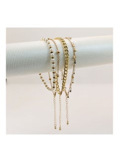 THE BLING STUDIO Pristine - 4-Piece Tassel White Beads Chain Bracelet Set  - Image 1