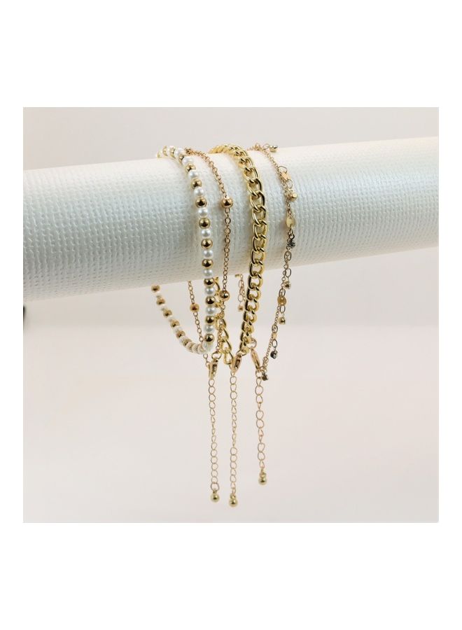 ذا بلينج ستوديو طقم أساور من الخرز الأبيض بتصميم سلسلة مزينة بأشكال الشرابة من بريستين من 4 قطع - Image 1