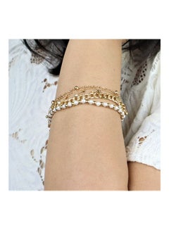 THE BLING STUDIO Pristine - 4-Piece Tassel White Beads Chain Bracelet Set  - Image 2