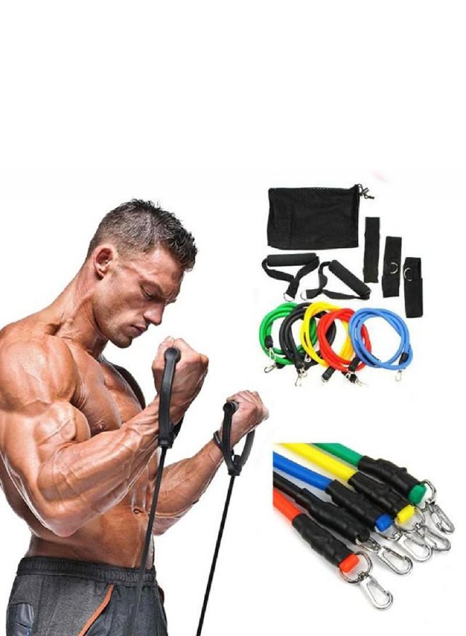 بيوينتي طقم شرائط مُقاومة من اللاتكس لتمارين اللياقة البدنية وتمارين اليوغا لعضلات البطن P90X، عدد 11 قطعة 22سم - Image 3