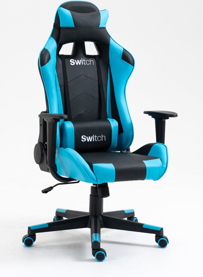 Switch - Drake High Back Ergonomically Stable, With Swivel Function, Adjustable In Full Reclining Faux Leather Computer Silla Gamer Racing Gaming Chair, In Black With Blue Accents 5727Lb Light Blue - Image 1