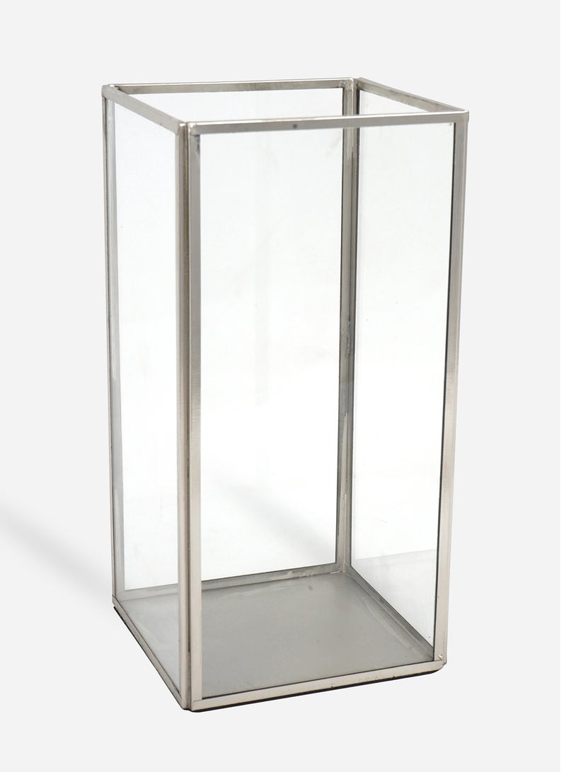ايب اند فلو - حامل شموع زجاجي فضي 12 x 12 x 27سم - Image 1