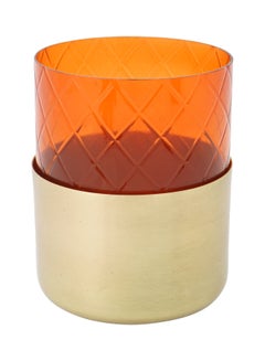 ebb & flow T-Light Holder With Star Cutting Glass Unique Luxury Quality Scents For The Perfect Stylish Home Orange 8.25 x 8.25 x 10cm  - Image 1