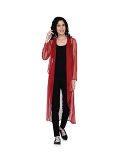 Miss London Flowy Cardigan Kimono Red  - Image 1