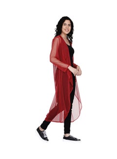Miss London Flowy Cardigan Kimono Red  - Image 3