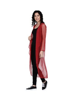 Miss London Flowy Cardigan Kimono Red  - Image 4
