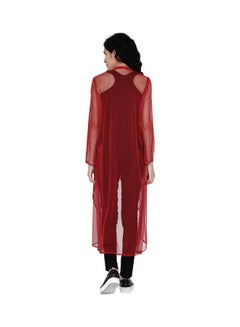 Miss London Flowy Cardigan Kimono Red  - Image 2