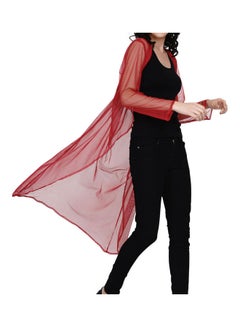 Miss London Flowy Cardigan Kimono Red  - Image 5