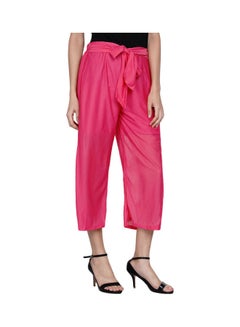 Miss London Paper Bag Waist Pants With Cloth Belt Pink  - Image 3