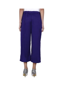 Miss London Paper Bag Waist Pants With Cloth Belt Indigo Purple  - Image 2