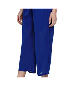 Miss London Paper Bag Waist Pants With Cloth Belt Imperial Blue  - Image 5