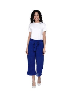Miss London Paper Bag Waist Pants With Cloth Belt Imperial Blue  - Image 3