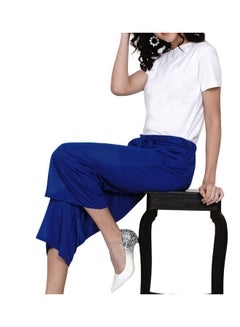 Miss London Paper Bag Waist Pants With Cloth Belt Imperial Blue  - Image 4
