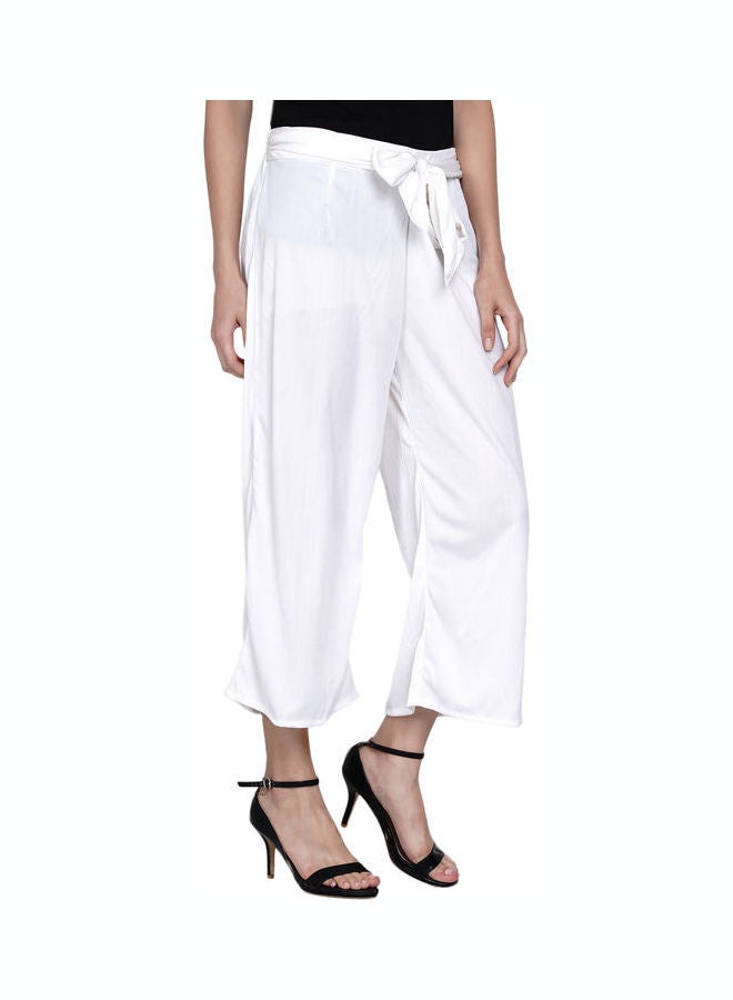 Miss London - Paper Bag Waist Pants With Cloth Belt White - Image 1