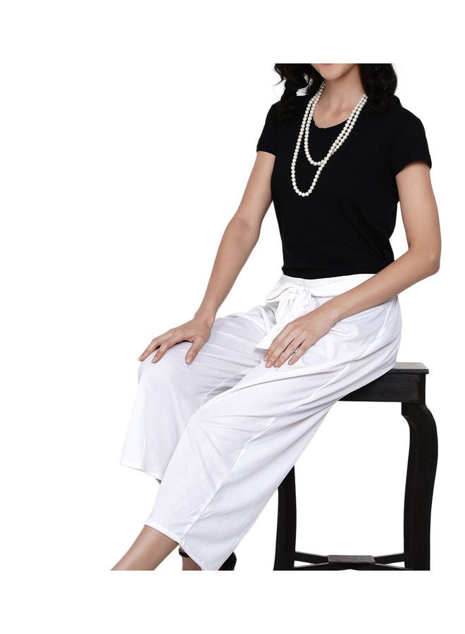 Miss London - Paper Bag Waist Pants With Cloth Belt White - Image 1
