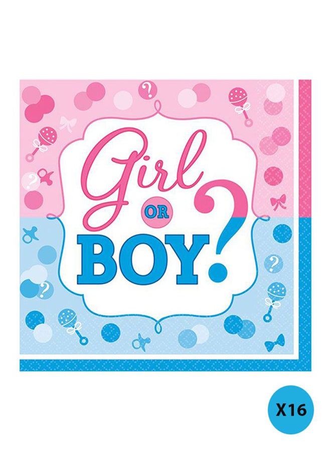 Amscan 16-Piece Girl Or Boy Printed Beverage Tissue Set Tableware Party Supplies  - Image 2