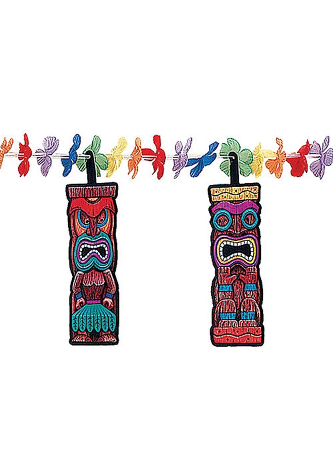 أمسكان شريط تزيين بتصميم إكليل زهور وتماثيل التيكي 12قدم - Image 2