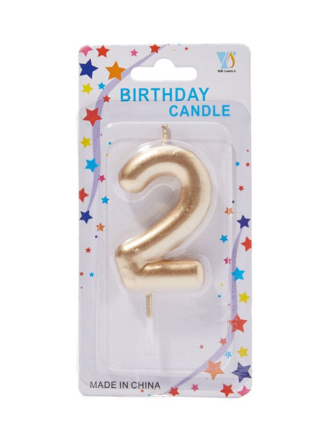 سارفا شمعة بعصا لعيد الميلاد باللون الذهبي على شكل رقم 2 - Image 1