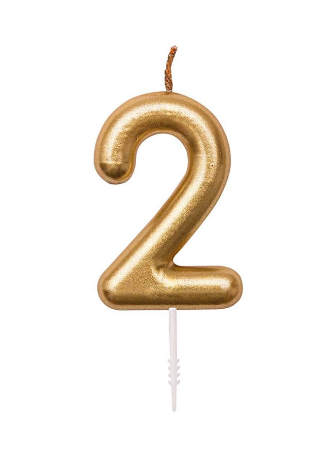 سارفا شمعة بعصا لعيد الميلاد باللون الذهبي على شكل رقم 2 - Image 2